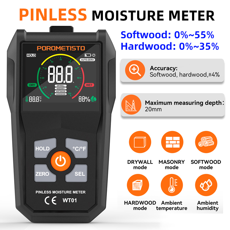 Moisture Meter Concrete Digital - Humidimètre sans broche, testeur d'humidité du