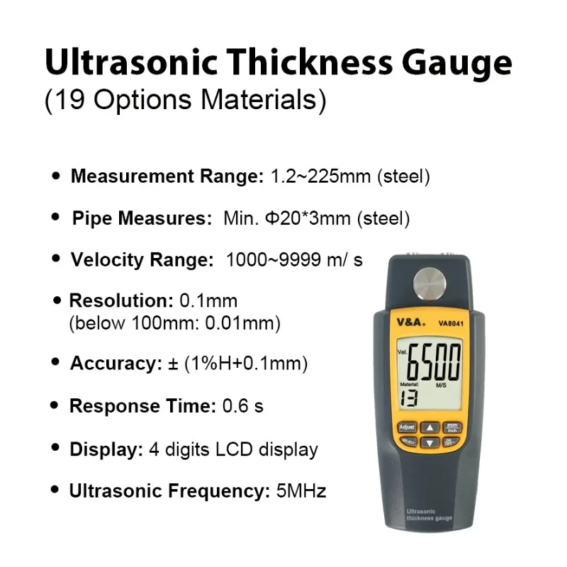 VA8041 Jauge d'épaisseur numér - Ultrasonic Thickness Gauge Metal avis et prix