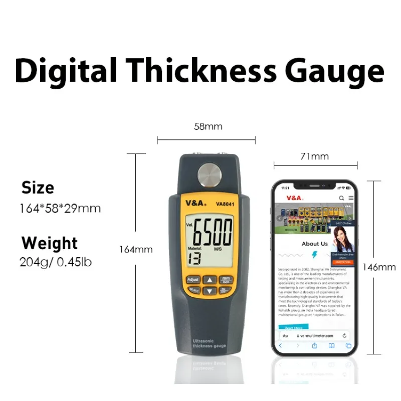 VA8041 Jauge d'épaisseur numér - Ultrasonic Thickness Gauge Metal avis et prix